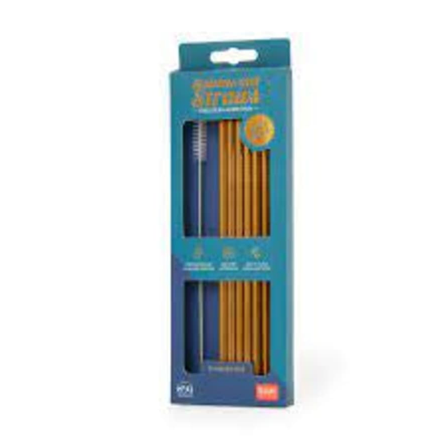 Legami Milano Set Of 6 Stainless Steel Straws And Brush