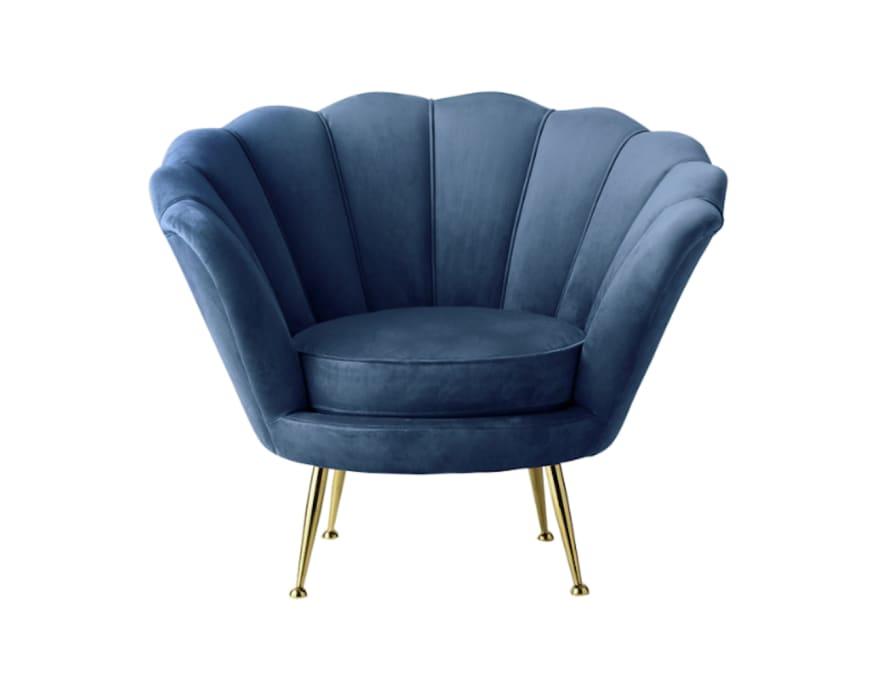 Gallery Direct Blue Velvet Oyster Chair