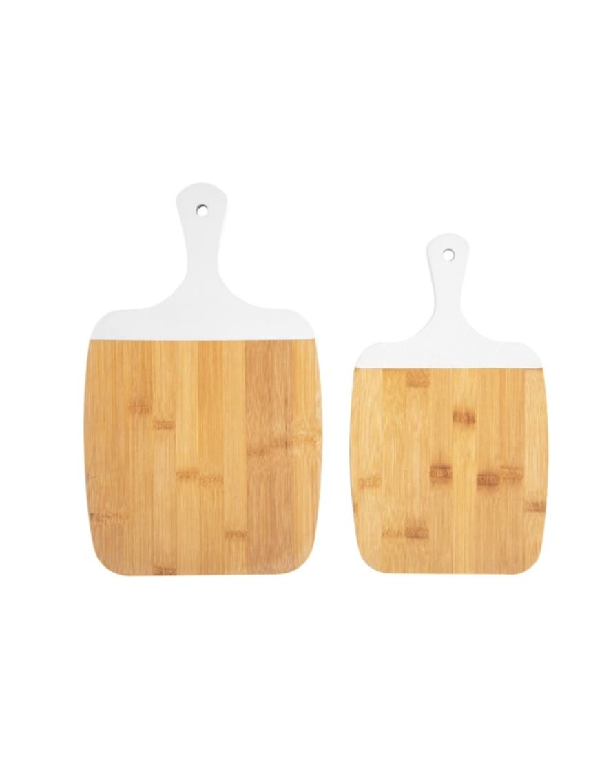 Present Time Set of 2 White Bamboo Cutting Boards