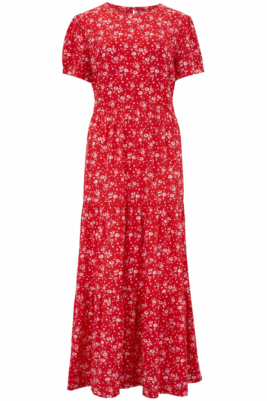 Sugarhill Brighton Polly Tiered Dress - Red, Star Meadow
