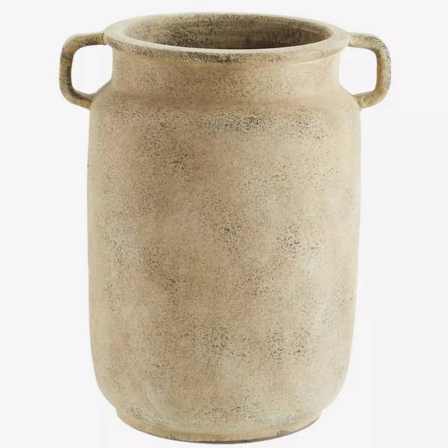 Madam Stoltz Terracotta Vase - Washed Beige Large