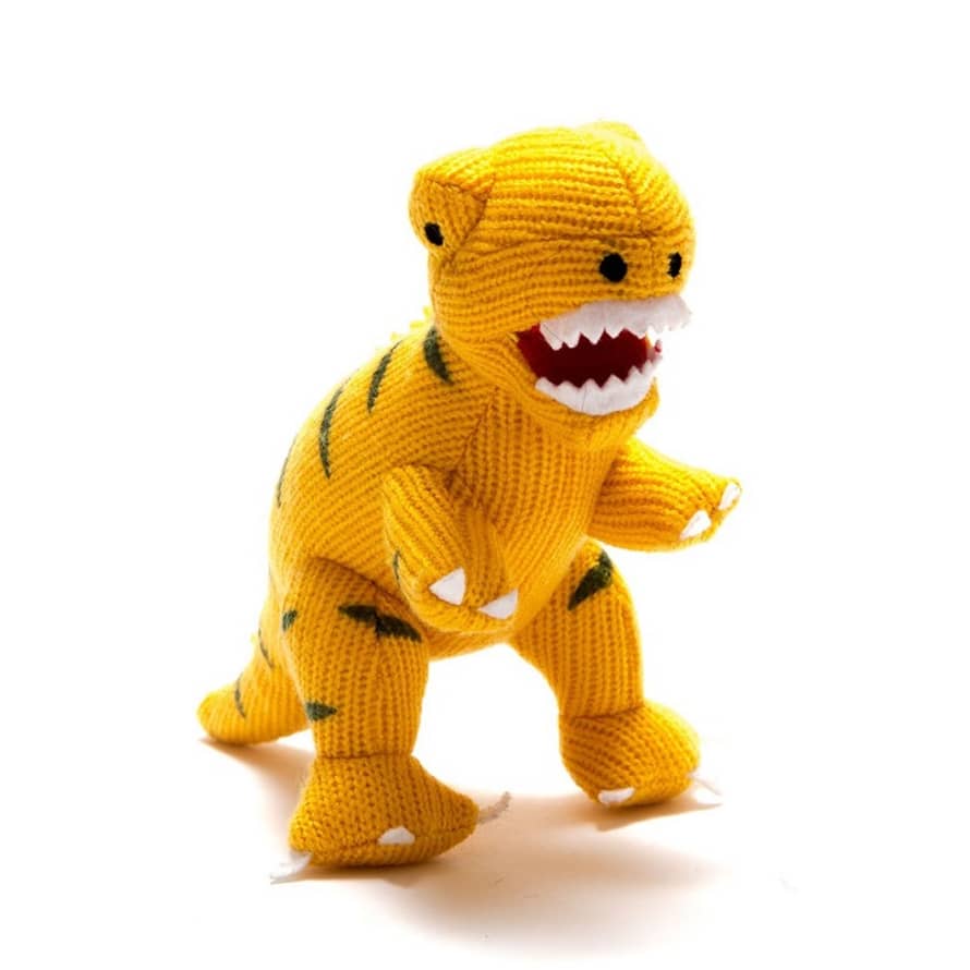 Best Years T-rex Knitted Dinosaur Rattle Yellow