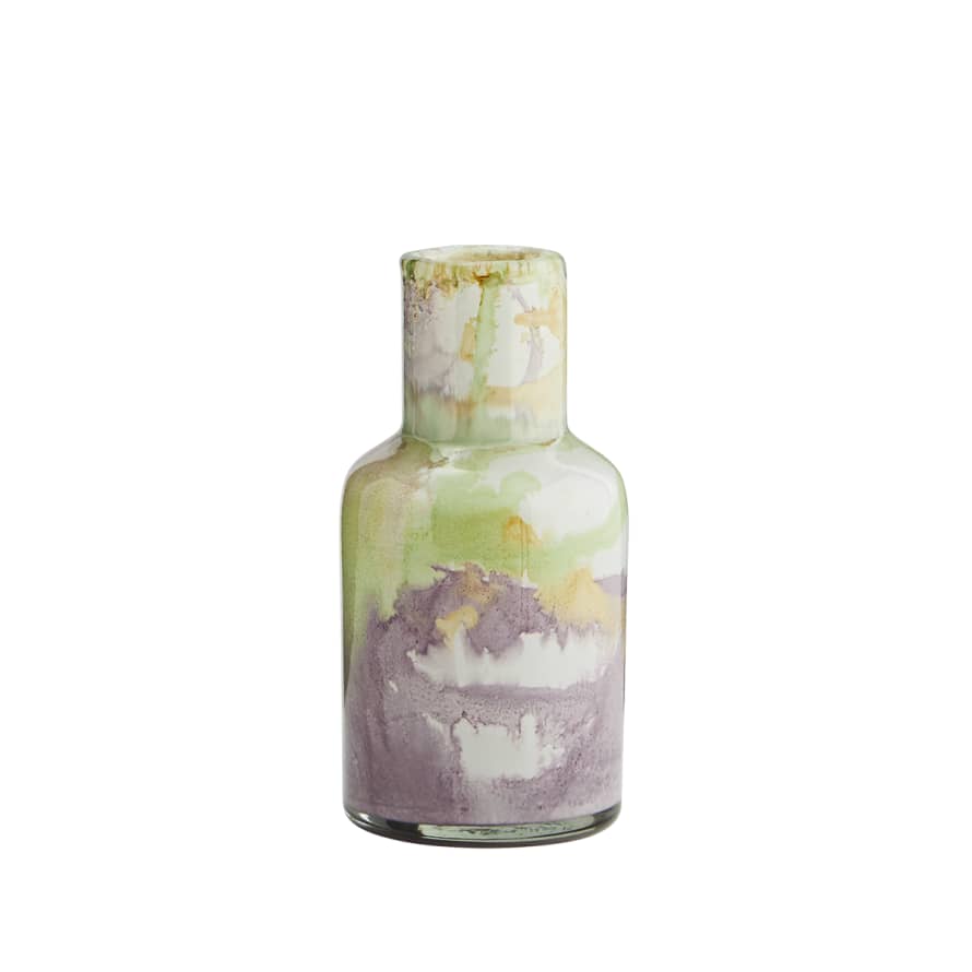 Madam Stoltz White Purple Green Yellow Glass Vase