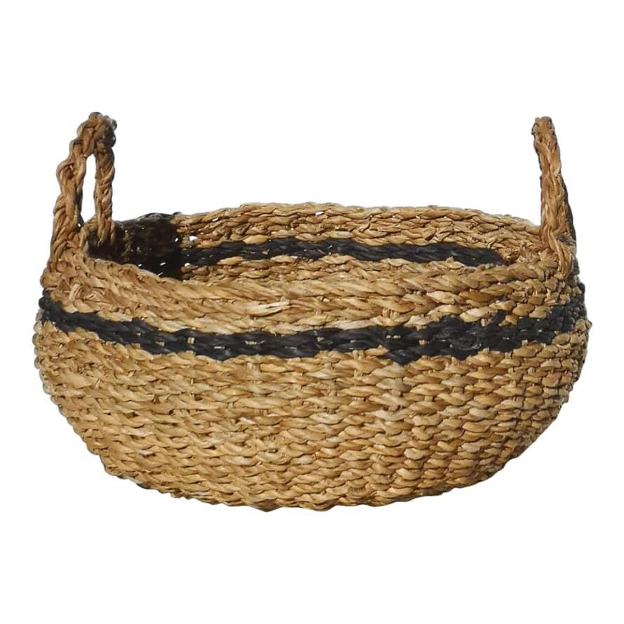 Casa Verde Hogla Seagrass Stripe Baskets With Handles - Medium