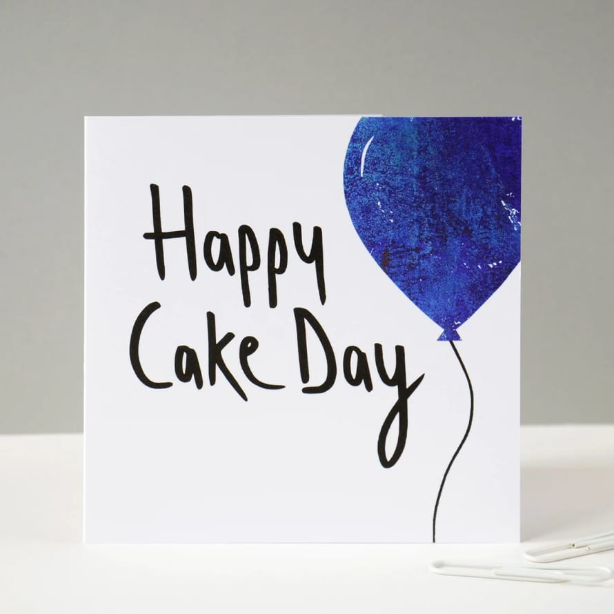 Fiona Clabon Happy Cake Day - Blue Balloon Birthday Card