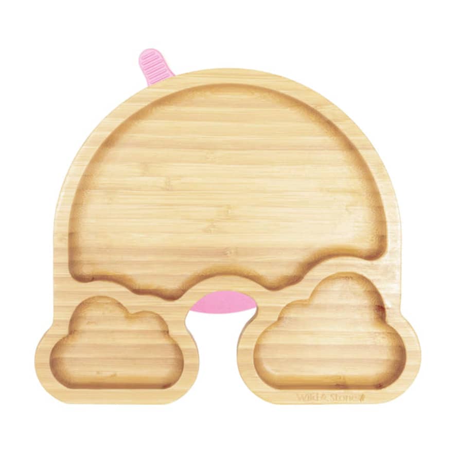 Wild and Stone Baby Weaning Suction Plate - Over The Rainbow (pink)