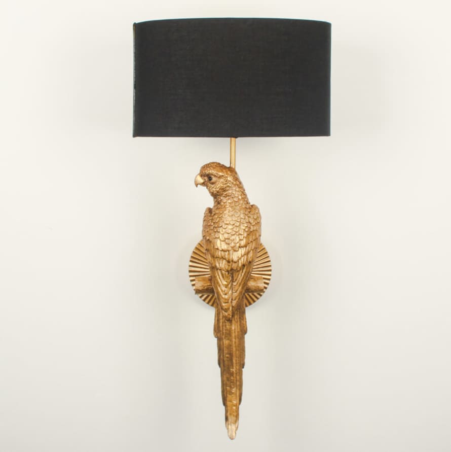 &Quirky Gold Parrot Wall Light