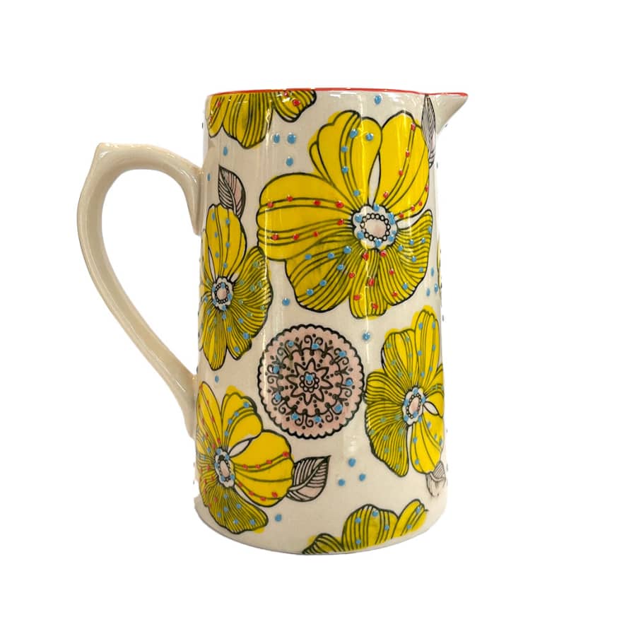 Richard Lang & Son Patterned Jug with Yellow Flowers