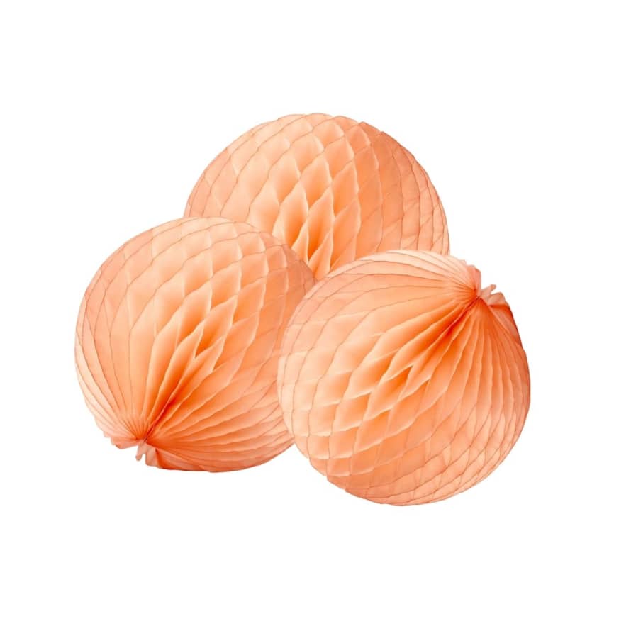 Paper Dreams Peach Honeycomb Paper Balls - 25cm Diameter - set of 3