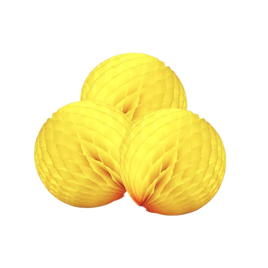 Paper Dreams Yellow Honeycomb Paper Balls - 25cm Diameter - set of 3
