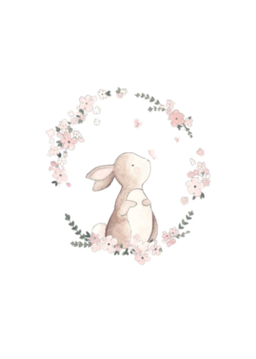 Just So Interiors Bunny & Floral Wreath Illustration