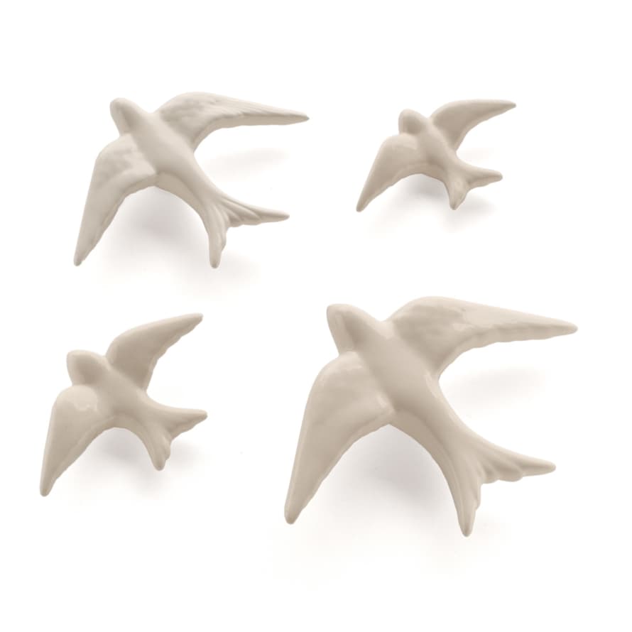 casa atlantica Set of 4 White Ceramic Glazed Swallows