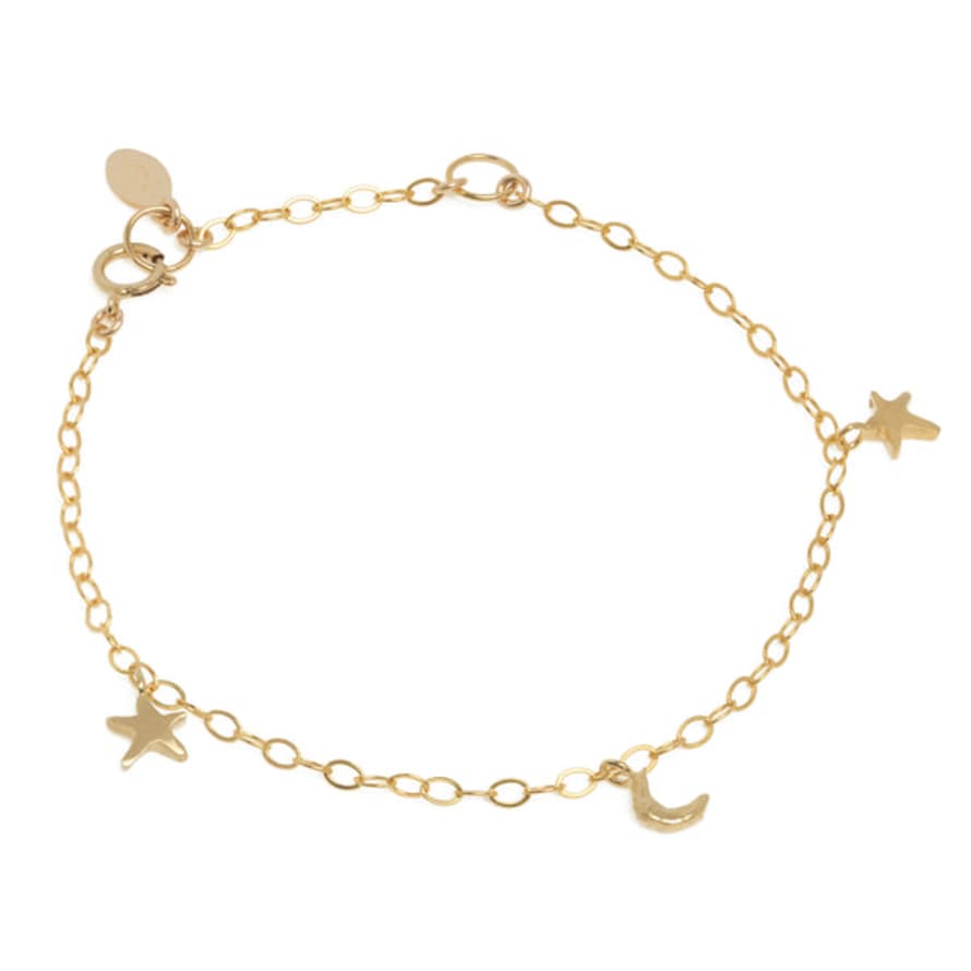 épanoui Stars Align Star & Moon Bracelet 14ct Gold Vermeil