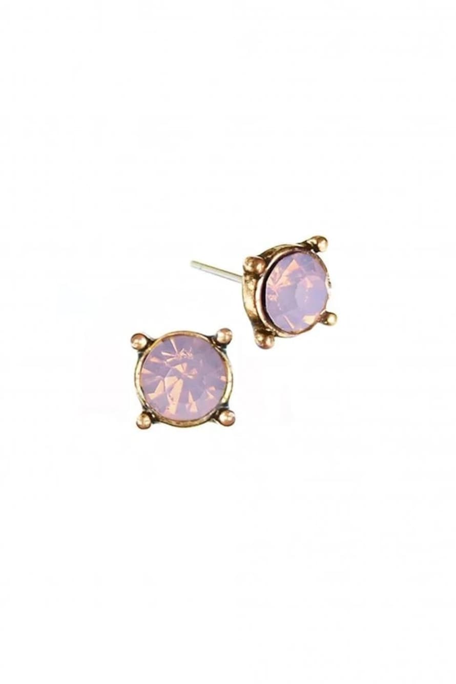 Hot Tomato Classic Claw Crystal Studs In Opal Rose