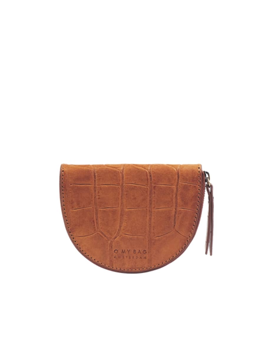 O My Bag  Laura Cognac Brown Croco Classic Leather Purse