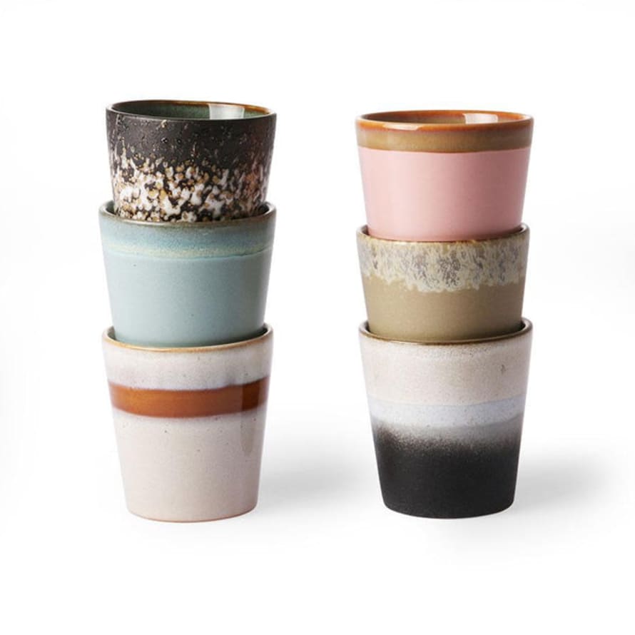 HKliving Oberon 70s Ceramics Coffee Mug Set Of 6