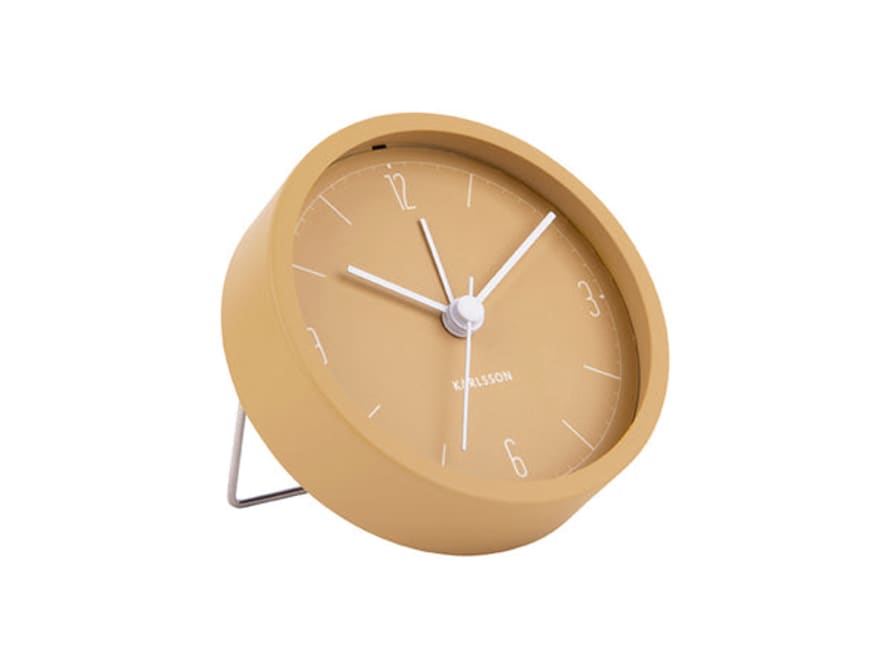 Present Time Ochre Yellow Numbers And Lines Alarm Clock