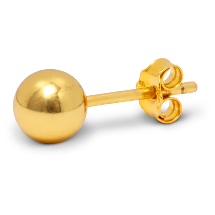 LULU Copenhagen Large Ball Gold Plated Shiny Ear Stud