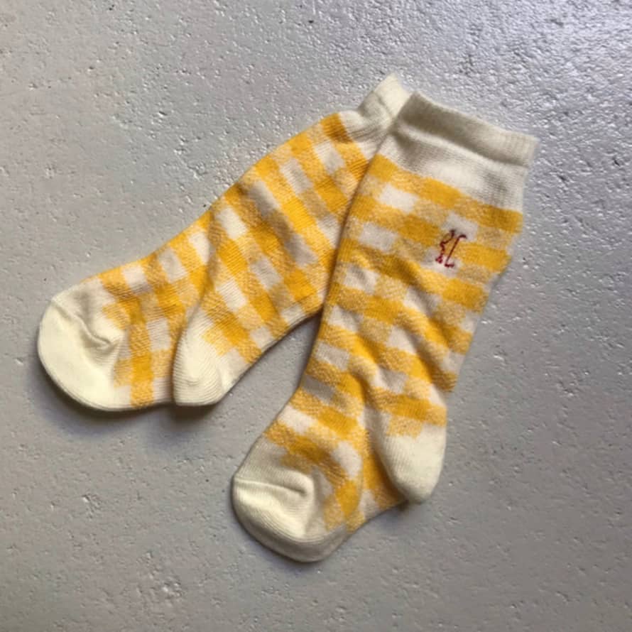 Bobo Choses Yellow Checked Baby Socks