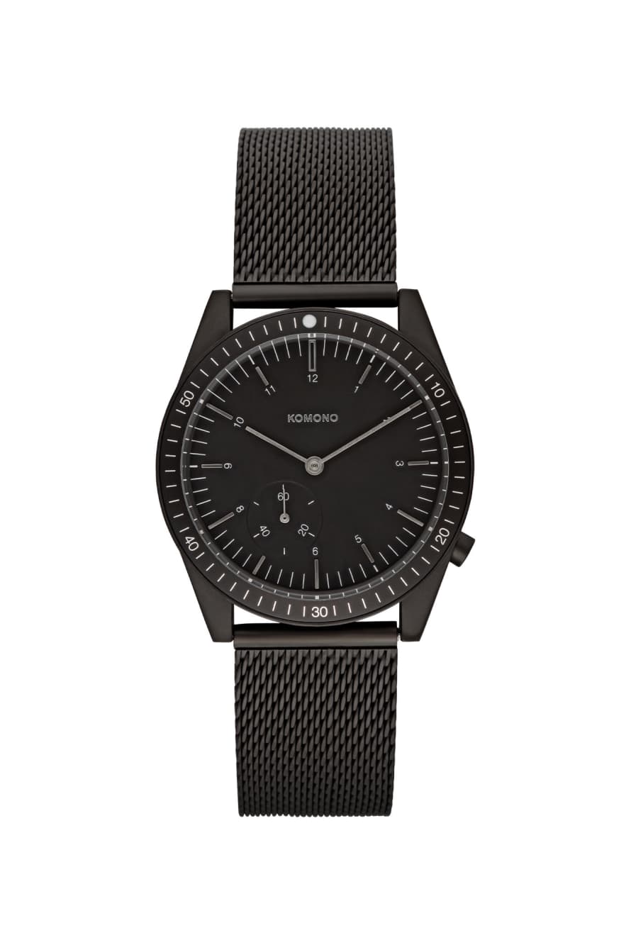 Komono Black Mesh Ray Legacy Wrist Watch