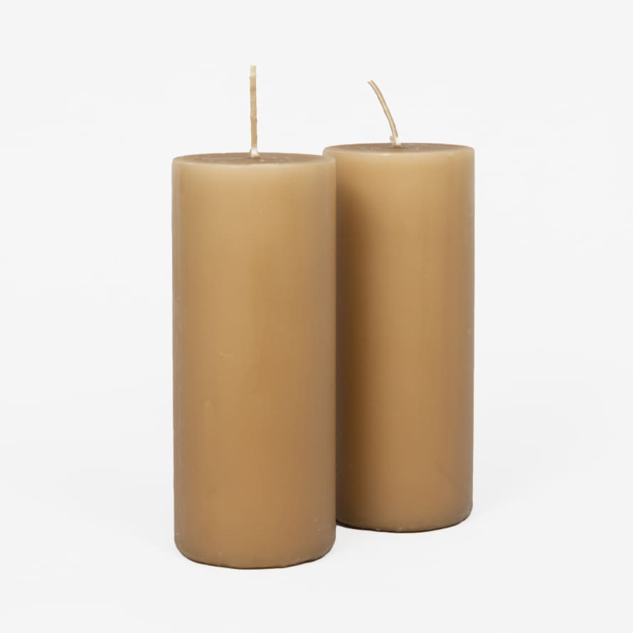 Ib Laursen Brown Tall Pillar Candle Pack of 2