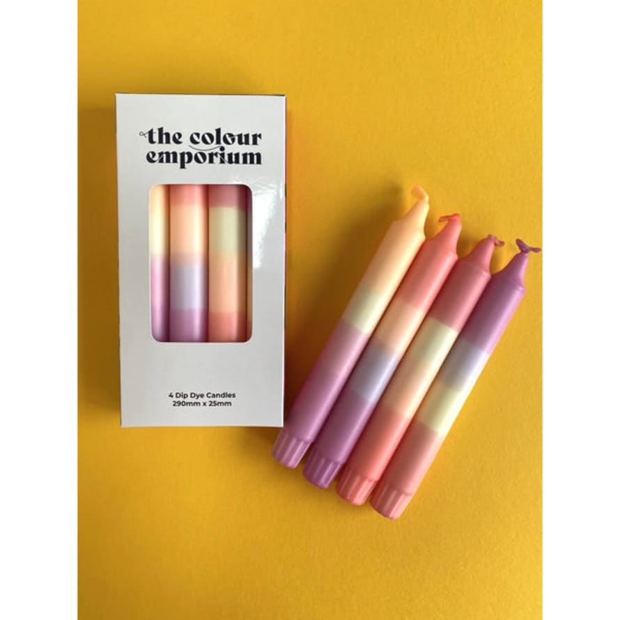 The Colour Emporium Candles - Tender Tulips Dip Dye Dinner Candles Set Of 4