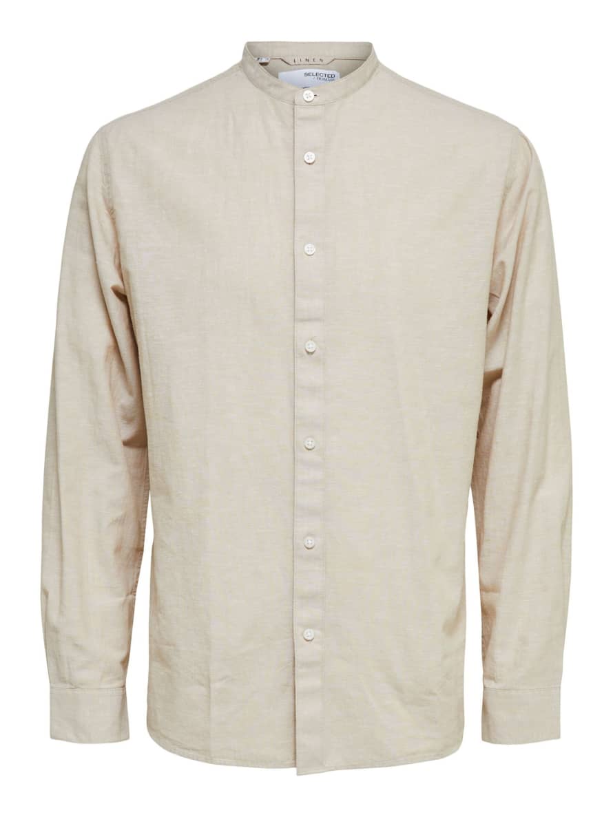 Selected Homme Reg New Linen Shirt China Collar - Insence 