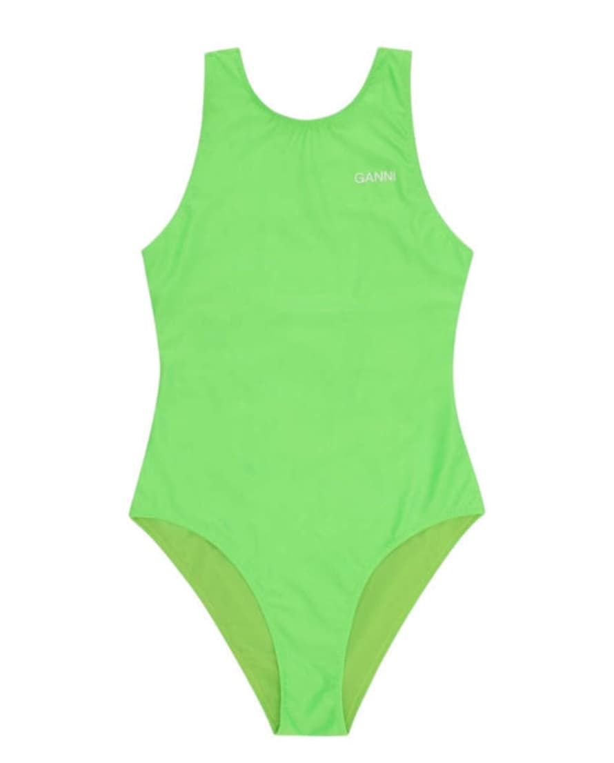 Ganni Sporty Swimsuit Lime Popsicle