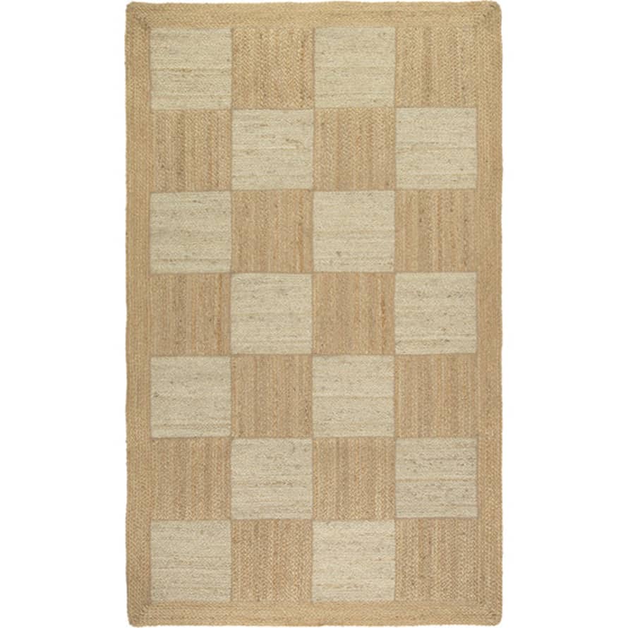The Braided Rug Company Tile Design Natural And White Jute Rug 92cm X 152cm