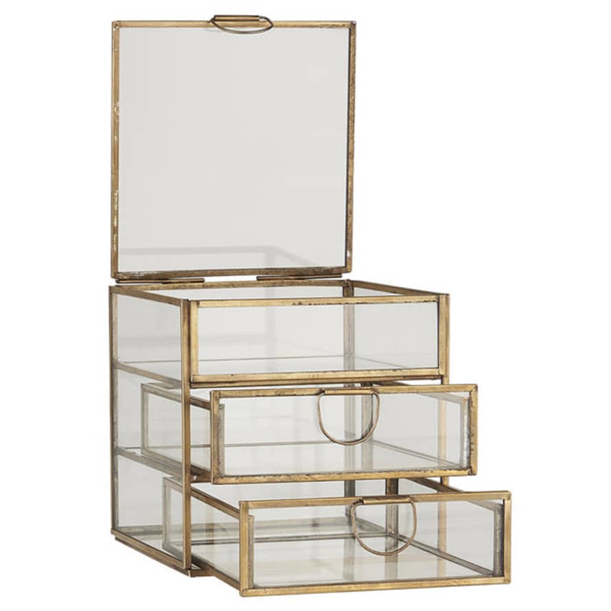Ib Laursen Glass and Metal Chest with Drawers