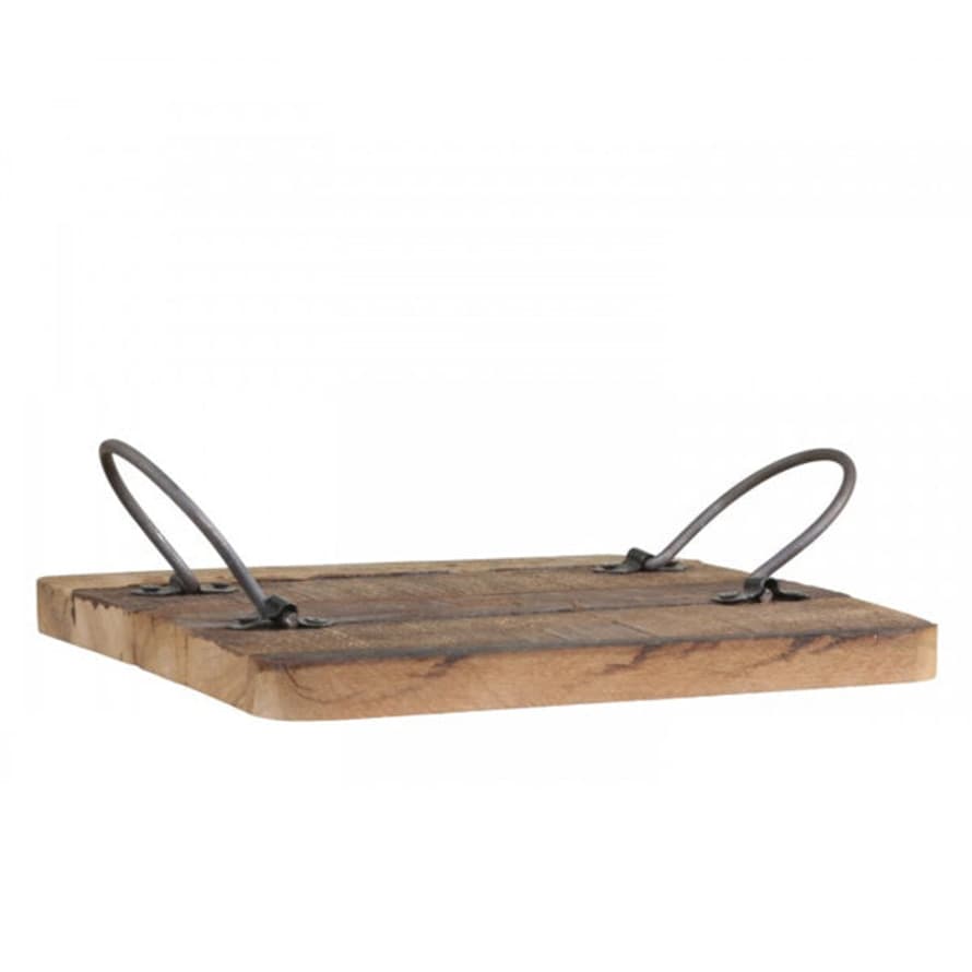 TUSKcollection Wooden Tray With Metal Handles