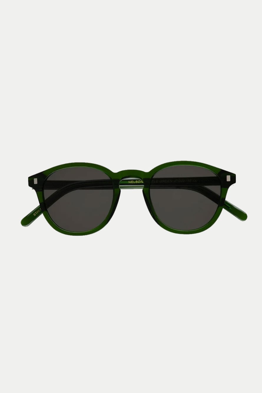 Monokel Eyewear Nelson Bottle Green Sunglasses - Grey Solid Lens