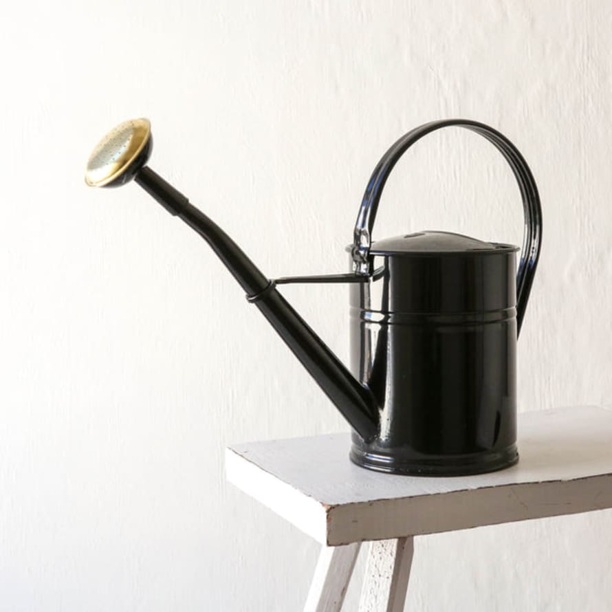 House Doctor Black Watering Can With Rose
