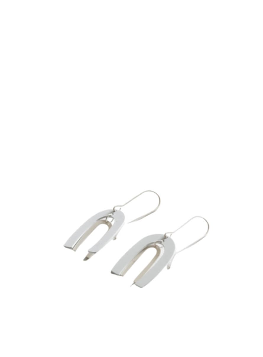 Big Metal Jared Coil Arc Two-tone Earrings In Silver & White From Big Metal