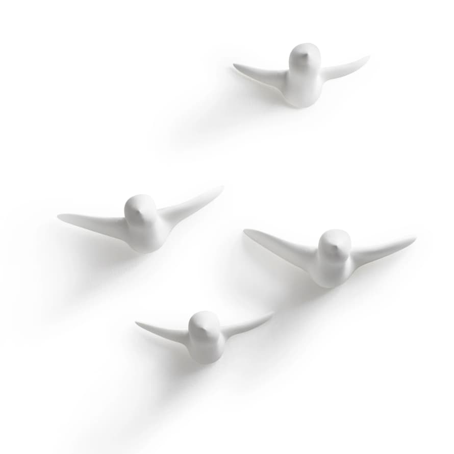 Thomas Poganitsch Design Flock of 4 White Birds Ceramic Wall Decoration