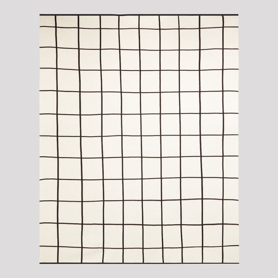 Sophie Home Mono Grid 100% Organic Cotton Knit Throw in Black & Ivory