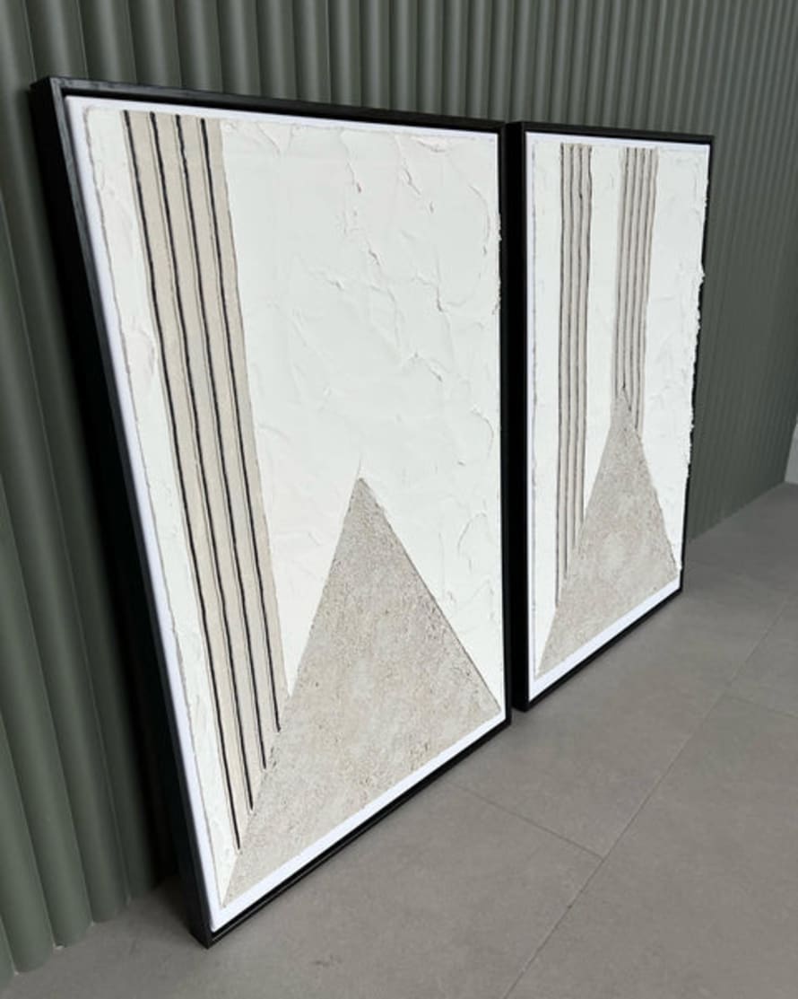 Kanvas x Kharina | Neutral Textured Triangle Print | Set Of 2 | 60 X 40cm