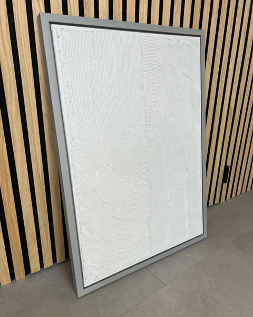 Kanvas x Kharina | Stone Grey Textured Design With Grey Wooden Frame | 50 X 7ocm