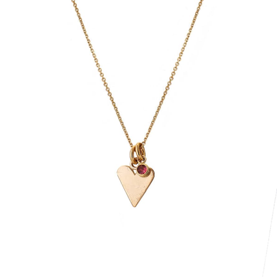 Renné Jewellery 9 Carat Gold Heart & Tiny Pink Tourmaline Sweetie