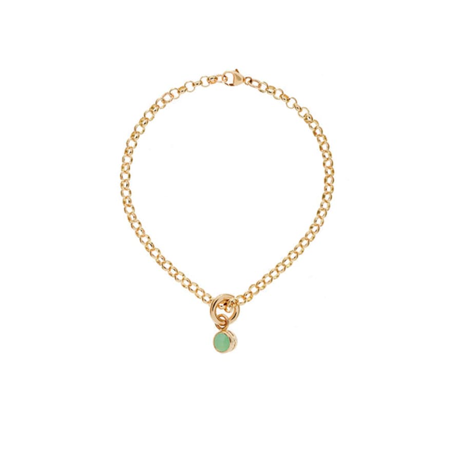 Renné Jewellery 9 Carat Gold Belcher Bracelet & Chrysoprase Tiny Sweetie