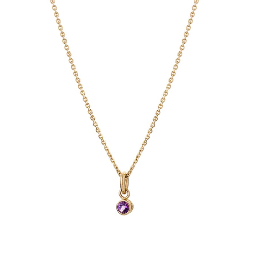 Renné Jewellery 9 Carat Gold Fine Trace Chain & Tiny Amethyst Sweetie