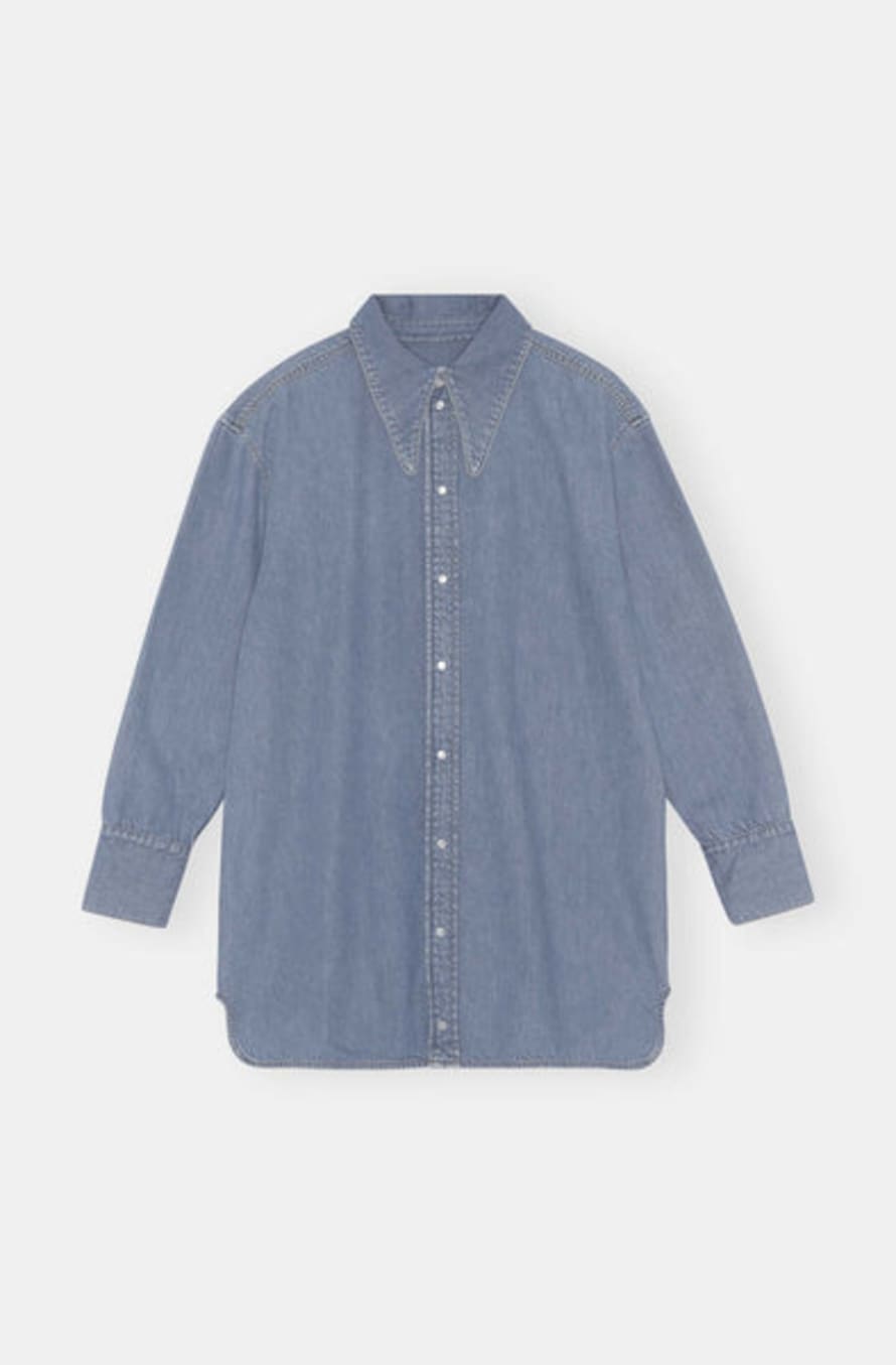 Ganni Oversized Denim Shirt - Mid Blue Vintage