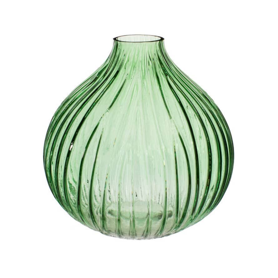 Mint Tea Boutique Large Fluted Glass Vase Green