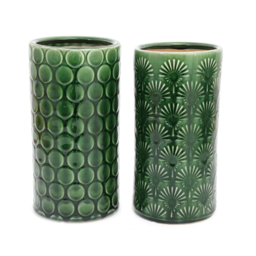 Temerity Jones Fern Green Glazed Vase : Spots or Palm Leaf
