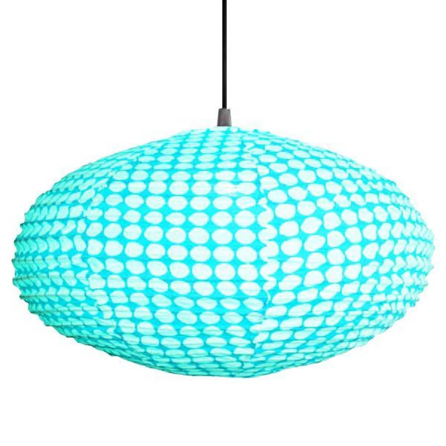 Curiouser and Curiouser Small 60cm Turquoise & Cream Dot Cotton Pendant Lampshade