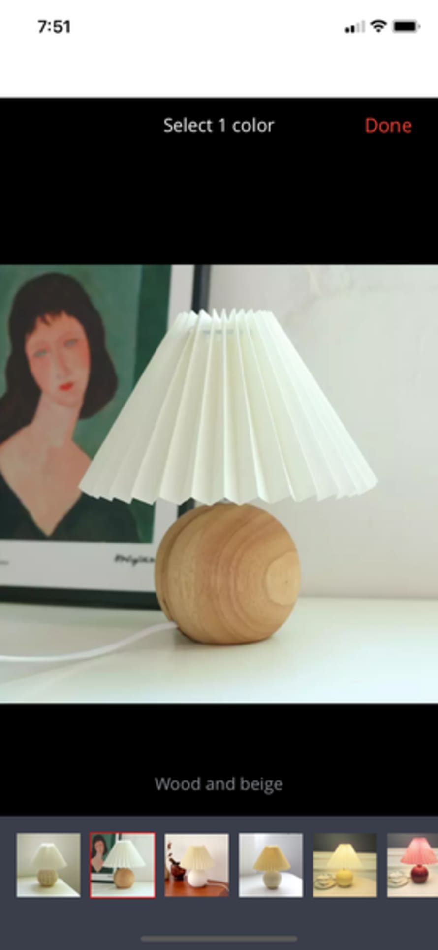 T&SHOP Wooden Ball Lamp With Pleated Lampshade