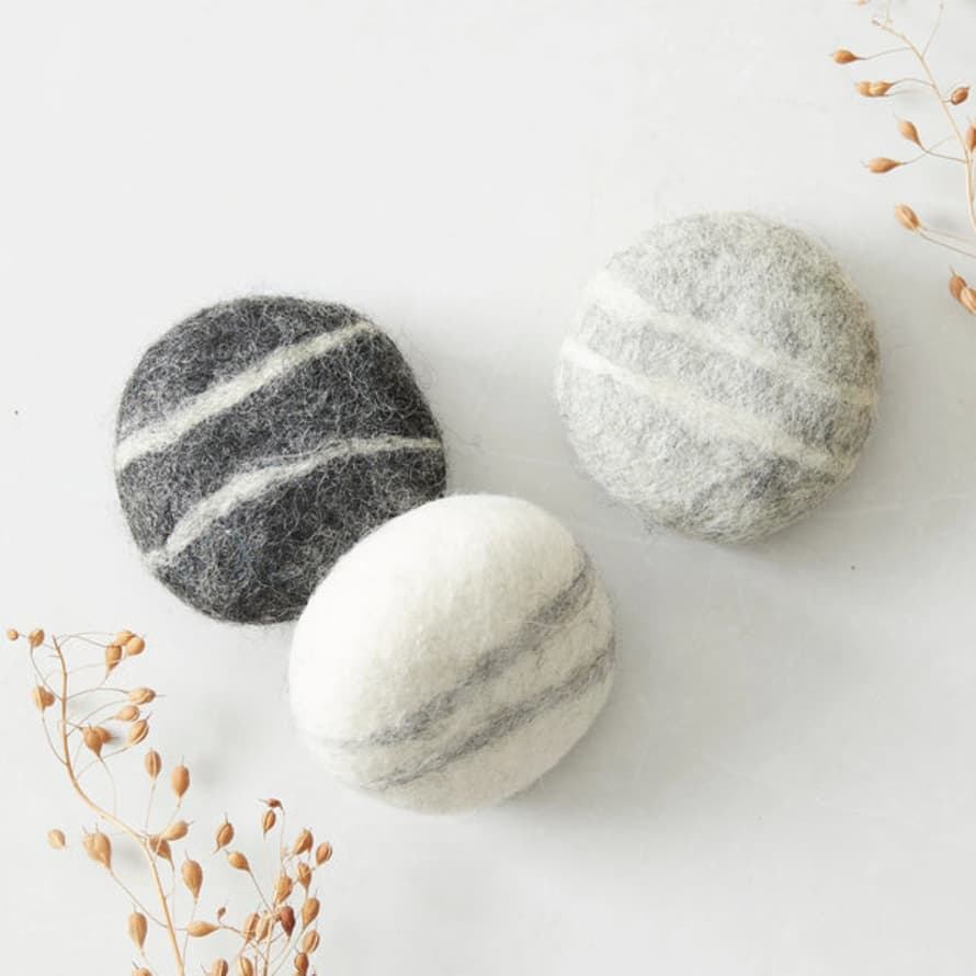 Aura Que Bhitra Eco Natural Wool Felted Soap Marble - Cream