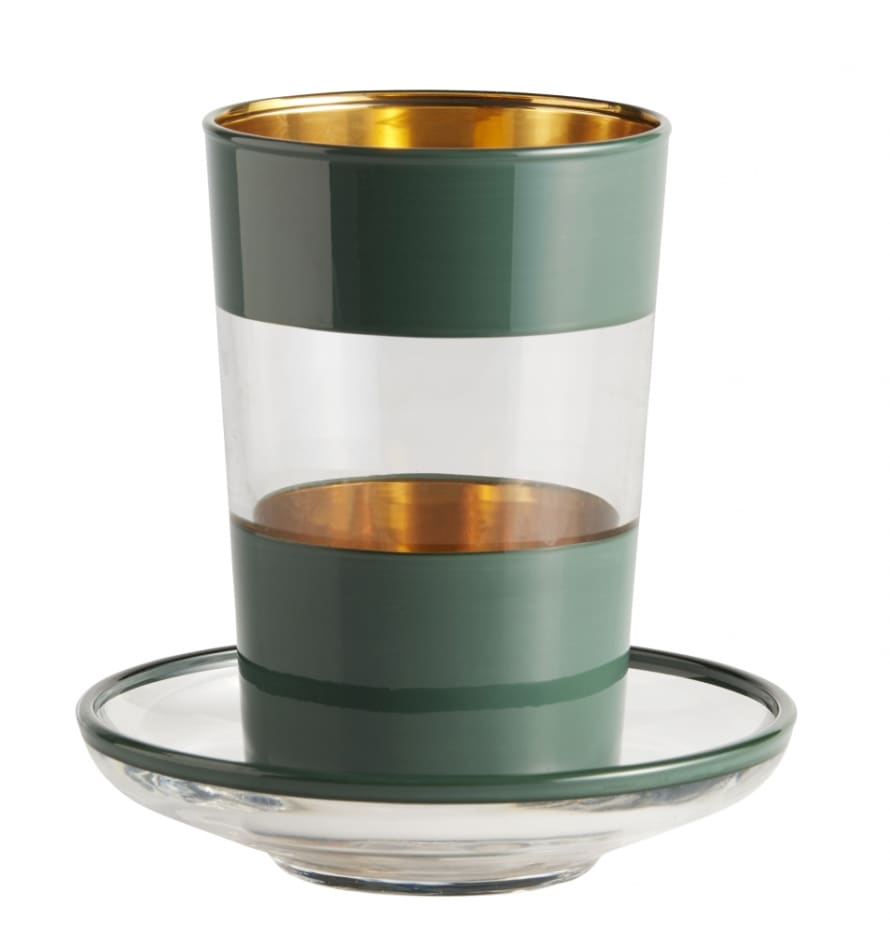 Nordal Tea glass w/saucer, dark green