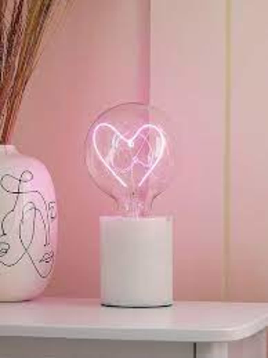 Steepletone Pink Heart Bulb and Marble Lamp Base