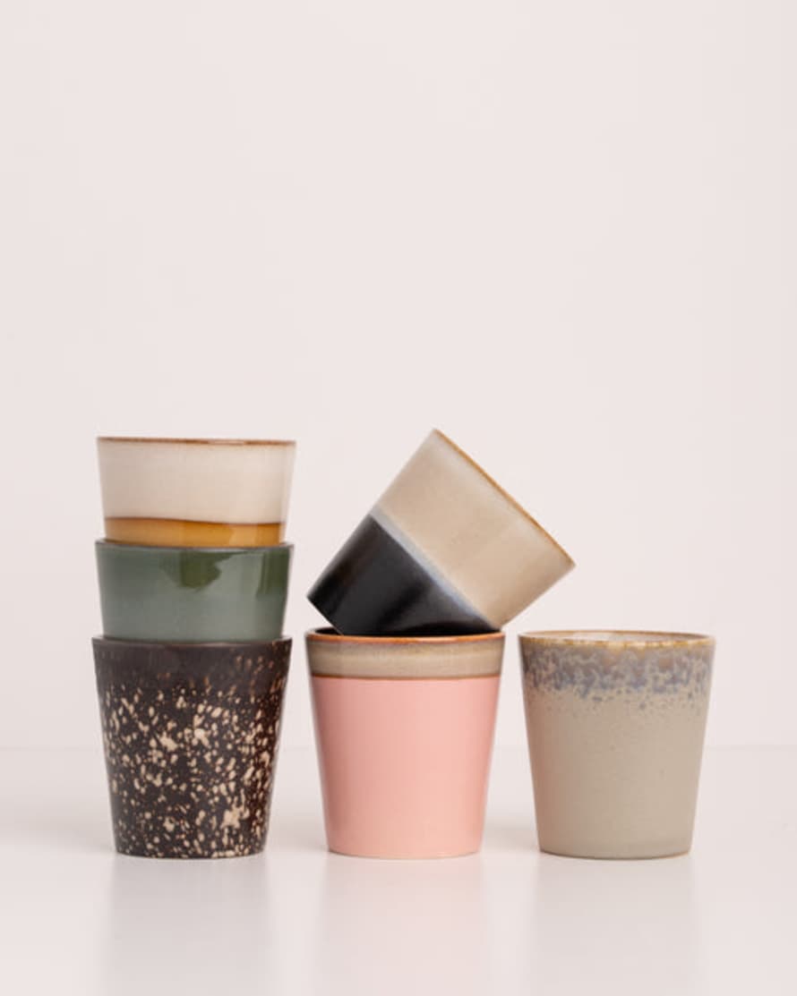 HKliving 70s Ceramics Coffee Mugs Set of 6 Pluto